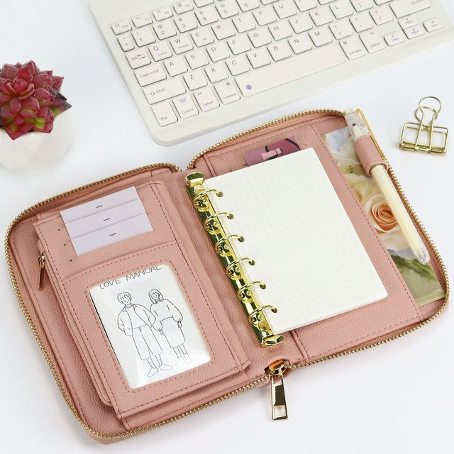 Coliky A7 Cash Budget Umschlag Wallet System Binder Cover in Pink und Black - Bild 1