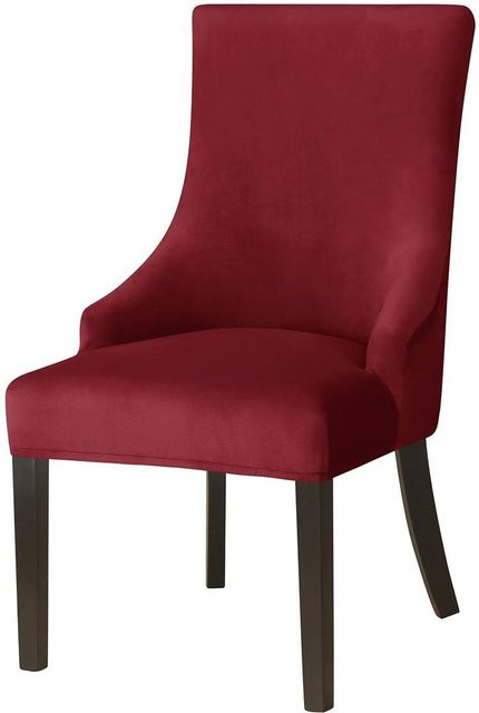 Yiran Furniture Universal Stuhlbezug im skandinavischen Design mit integrierter Rückenlehne, elastischer Samtbezug für Esszimmerstühle, Farbe: Rot, B/T/H: 21 x 16 x 6 cm - Bild 1