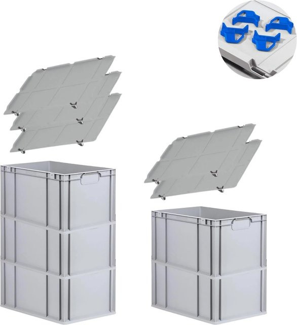 PROREGAL Spar Set mit 5x Eurobox Nextgen Economy in Blau inklusive Auflagedeckeln und 4x Schiebeschnappverschlüssen, H x B x T: 32 x 40 x 60 cm - Bild 1