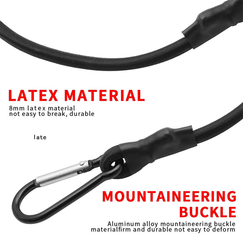 Lotank Elastische Stretch-Seile mit Haken, 8 mm Bungee-Seile in Schwarz für Gepäck, Fahrrad und Auto - Bild 2