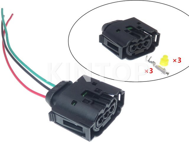 Wasserdichter AC Montage Auto Stecker Set mit 3 Pins in Schwarz für Automotive Kabelbäume - Bild 1