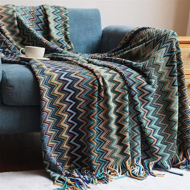 Bohemian Strickdecke von JMG Household Supplies mit Quasten, mehrfarbig, B/B: 127 x 152 cm - Bild 1