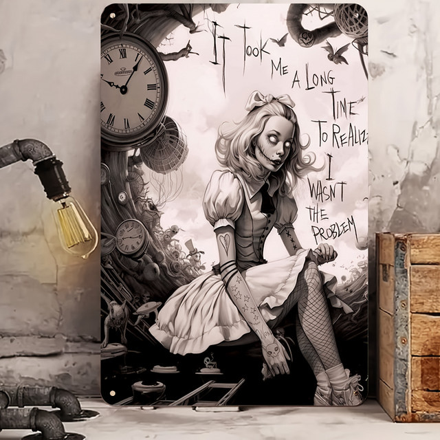 HELLOYOUNG Alice im Wunderland Vintage Wanddeko aus Aluminium in Mehrfarbig - Bild 1