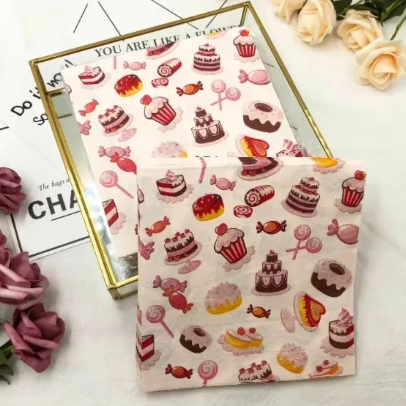 GUANYAO Bunte Geburtstag Servietten aus Papier, Quadratisch, 2-lagig, B/B: 33 x 33 cm, 20 Stück - Bild 3