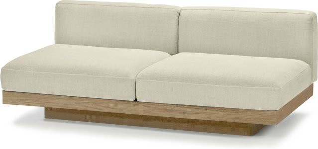 Serax Rudolph 2 Sitzer Outdoor Sofa aus Teakholz mit weißen Polsterkissen - Bild 1