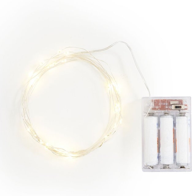 VBS Micro-LED-Lichterkette mit 30 LEDs in Tropfenform, Silber, mit Timer und Batteriebetrieb - Bild 1