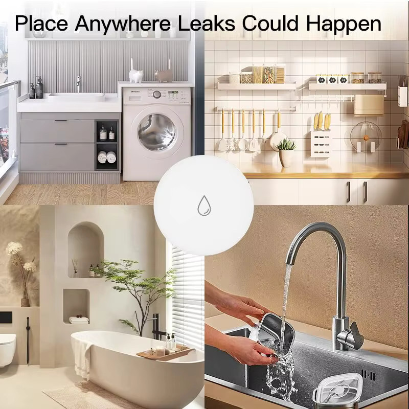 HIMOJO Zigbee Smart Wassersensor IP67 Leckdetektor mit Flut-Alarm für Tuya Alexa und Google Voice in Weiß - Bild 3