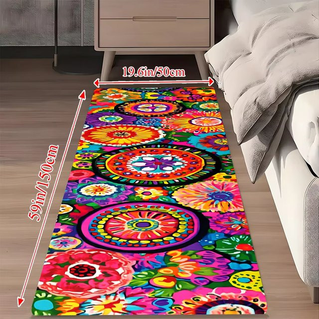 VIKAMA Moderner Samtteppich mit Streifen-Design in Multicolour für Wohnzimmer und Schlafzimmer - Bild 1
