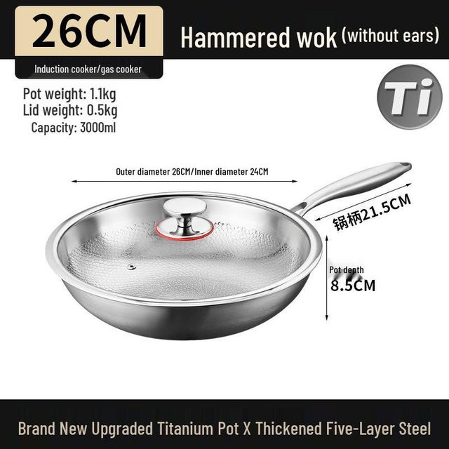 HomeHarmony Antihaft-Wok und Pfannenset aus Titanlegierung mit Fischschuppenmuster in Silber - Bild 1