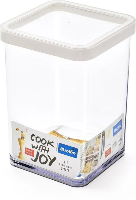 Rotho Dose Loft Premium Quadratisch, Weiß-Transparent - Bild 1