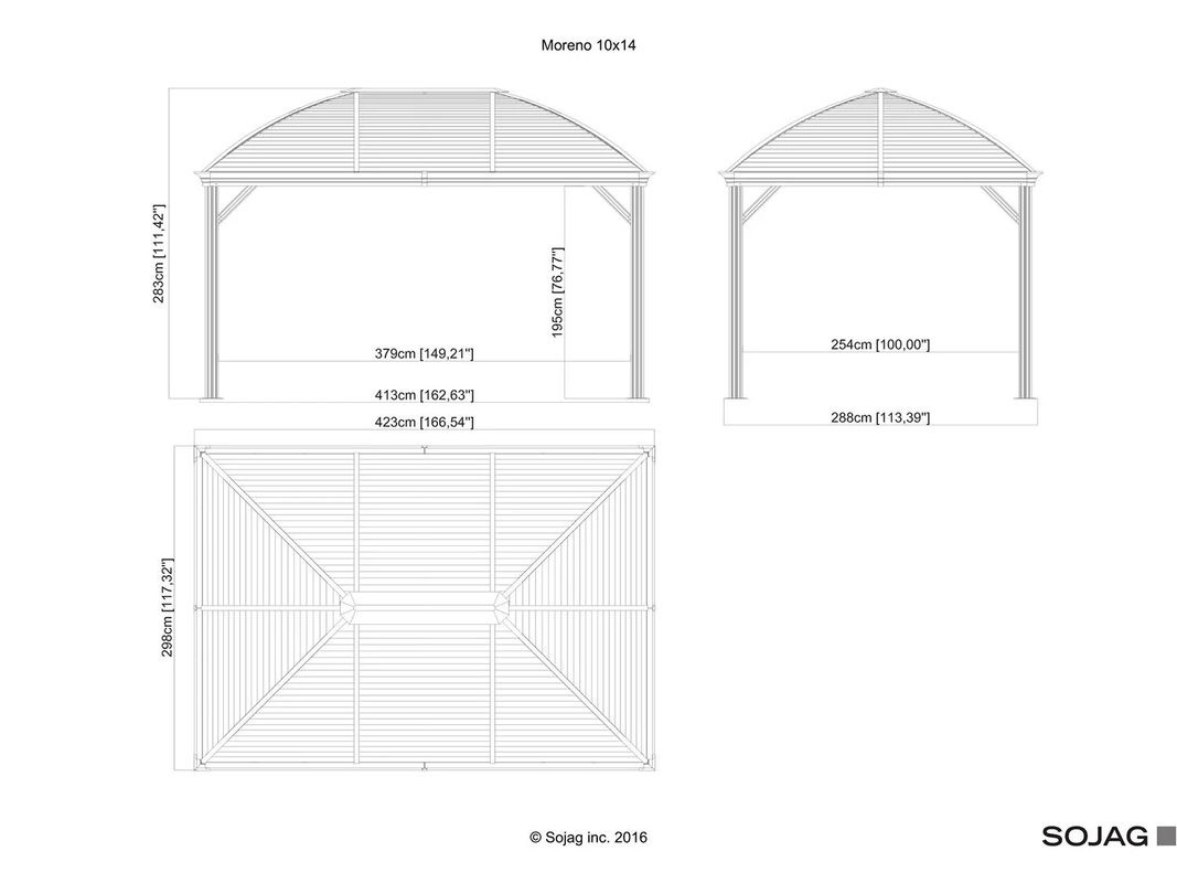 Sojag Pavillon Moreno Aluminium Anthrazit B: 423 cm, T: 298 cm, H: 283 cm - Bild 2