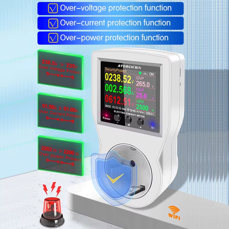 Tuya Smart Steckdose mit digitalem Wattmeter und Stromverbrauchsmessung in Weiß - Bild 2