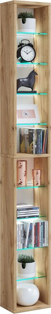 VCM Wandregal Rasato XL in Eiche Braun mit ESG-Sicherheitsglas und verstellbaren Regalböden, H x B x T: 152 x 21 x 14 cm - Bild 2