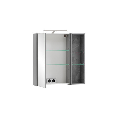 Schildmeyer Spiegelschrank Alessio in Grau mit LED-Beleuchtung, B/H/T: 71,6 x 74,6 x 16 cm - Bild 2
