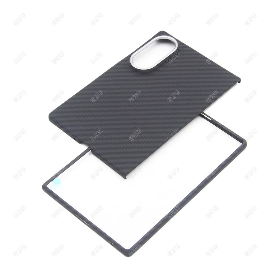 ZXKE True Fiber Case für Samsung Galaxy Z Fold8, Aramidfaser-Hülle mit magnetischer Autohalterung und eingebetteter Eisenplatte, Schwarz - Bild 4