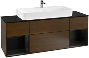 V&B Waschtischunterschrank Finion in Walnussfurnier und braunem Lack, Breite: 160 cm - Bild 1