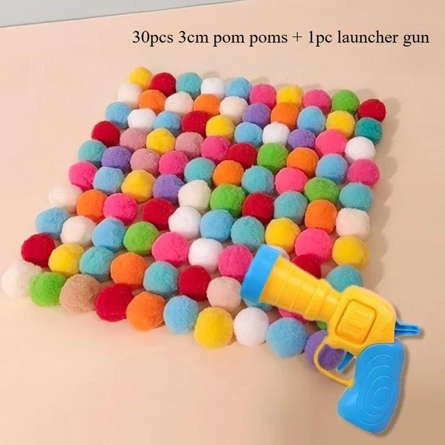 Binchi Outdoor Equipment Haustier Plüsch Pompon Ball Werfer Kanone, interaktives Spielzeug für Katze und Hund - Bild 1