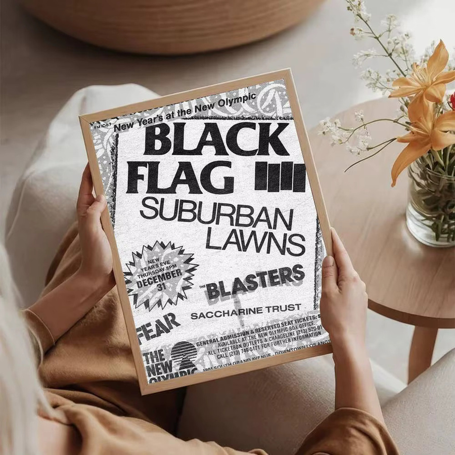 Vintage Punk Black Flag Band Poster in Schwarz als Retro-Wanddekoration aus Papier - Bild 4