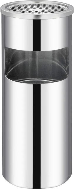 DELUKE Runder Standaschenbecher aus Edelstahl in Silber mit Inneneimer, 30L, B: 25 cm, H: 61 cm - Bild 1