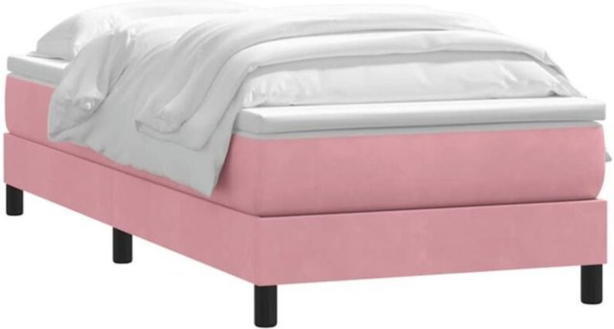 Vidaxl Boxspringbett mit Matratze in Rosa und Weiß aus Samt, B/T/H: 80 x 220 x 25 cm - Bild 1