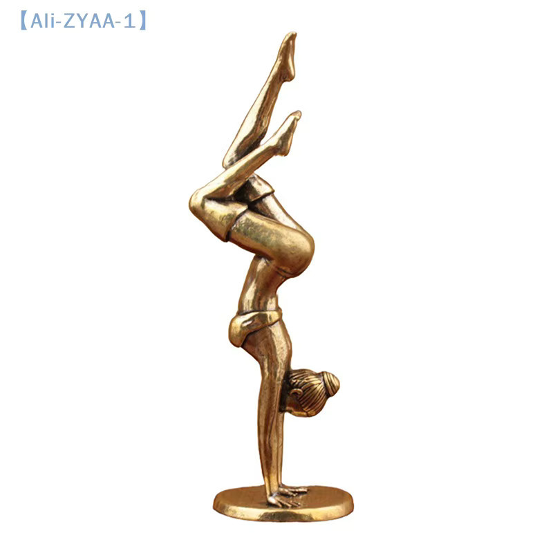 JETTING Miniatur Yoga Kopfständer Statue aus Messing in Gold als Desktop Ornament und Deko-Figur - Bild 2