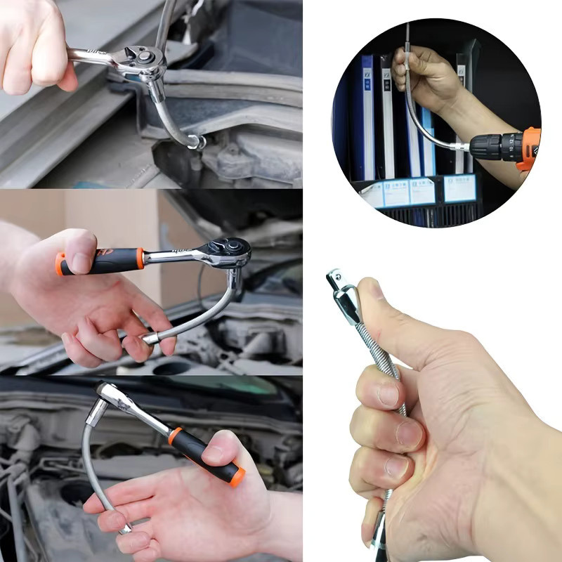 MANXI Flexibles Steckschlüssel-Verlängerungsset in Silber mit 1/4", 3/8" und 1/2" Antrieb für Autoreparaturen - Bild 4