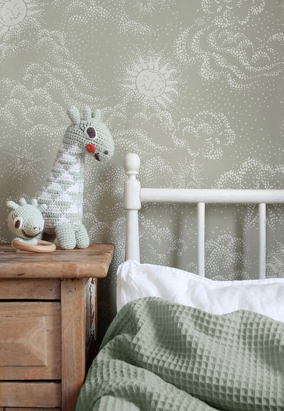 Littlephant Tapete Happy Cloud in Sage Green für das Kinderzimmer aus Vlies - Bild 3