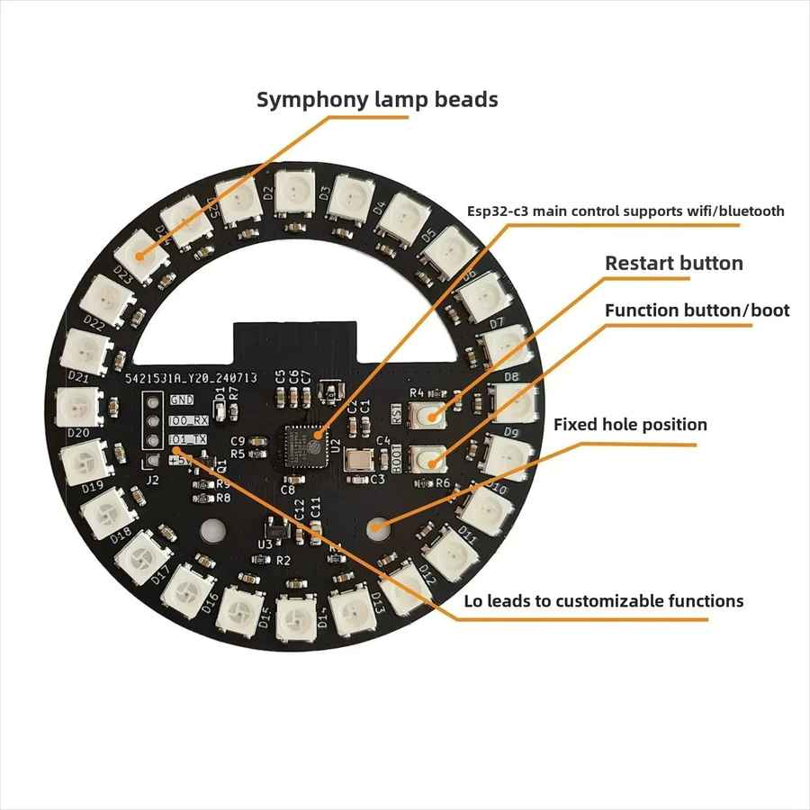 Smartes LED DIY Atmosphäre Licht Entwicklung Board mit ESP32 und WS2812 RGBIC in Schwarz - Bild 3