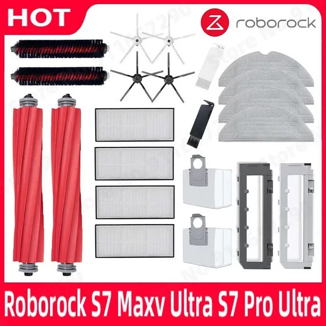Roborock Zubehör-Set für S7 Maxv Ultra und S7 Pro Ultra mit Hauptbürste, Seitenbürste, Mopp, HEPA-Filter, Staubbeutel und Reinigungsrollbürste - Bild 1