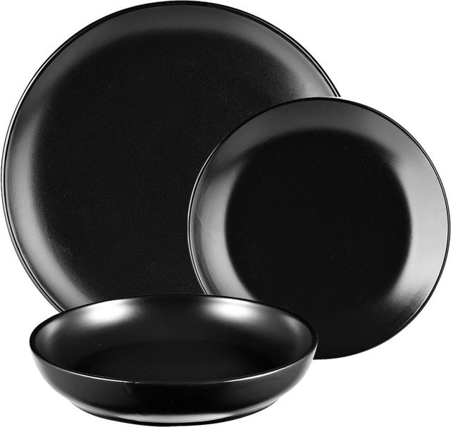 BERGNER Geschirrset Charcoal in Schwarz aus Steingut, 12-teilig - Bild 1