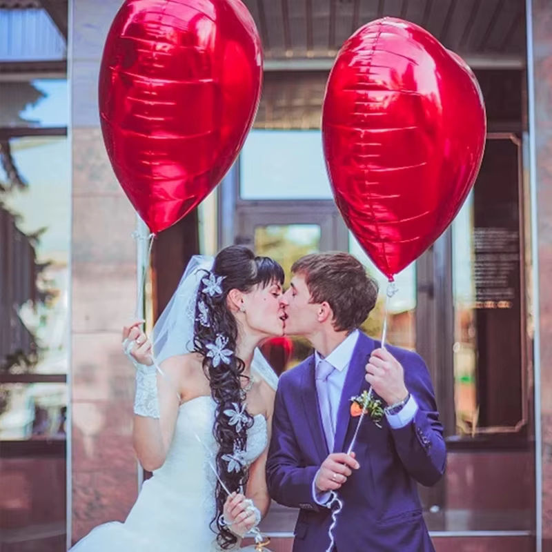 Roter Herz-Folienballon von LQVYI für Valentinstag, Hochzeit und Geburtstag, Höhe: 75 cm - Bild 3