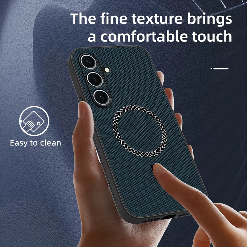 Magnetische Leder-Schutzhülle mit 3D-Dreieckmuster für Samsung Galaxy S26 S25 S24 S23 Plus Ultra A57 A37 A27 A17 A07 A56 in Blau - Bild 2