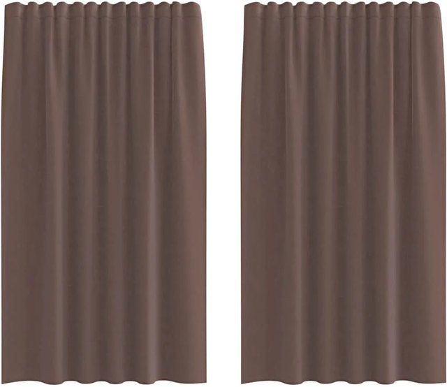 vidaXL Voile Vorhänge mit Stangentaschen, 2er-Set, Braun, Polyester, semi-transparent, Breite: 140 cm, Höhe: 175 cm - Bild 1