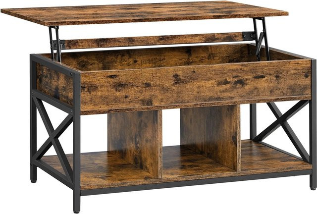 Vasagle Couchtisch mit Lift-Mechanismus in Industriestil, Braun, B: 100 cm, T: 50 cm, H: 62 cm - Bild 1
