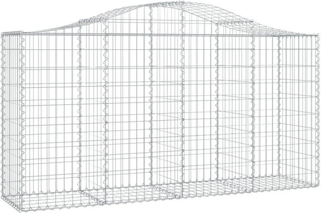 vidaXL Gabionen mit Hochbogen Set aus verzinktem Eisen in Silber, 4 Stück, B/T/H: 200 x 50 x 100/120 cm - Bild 1