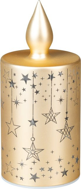 LED-Glaskerze Viva Domo in Gold, runde Stumpenkerze für Advent und Weihnachten - Bild 1