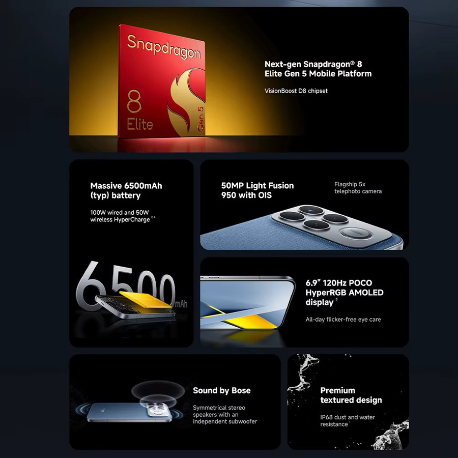 Xiaomi POCO F8 Ultra Smartphone Globale Version in Blau mit 5G, 6,9 Zoll Display, Snapdragon 8 Elite Gen 5, 100W Schnellladung, 6500mAh Akku, 120Hz und NFC - Bild 2