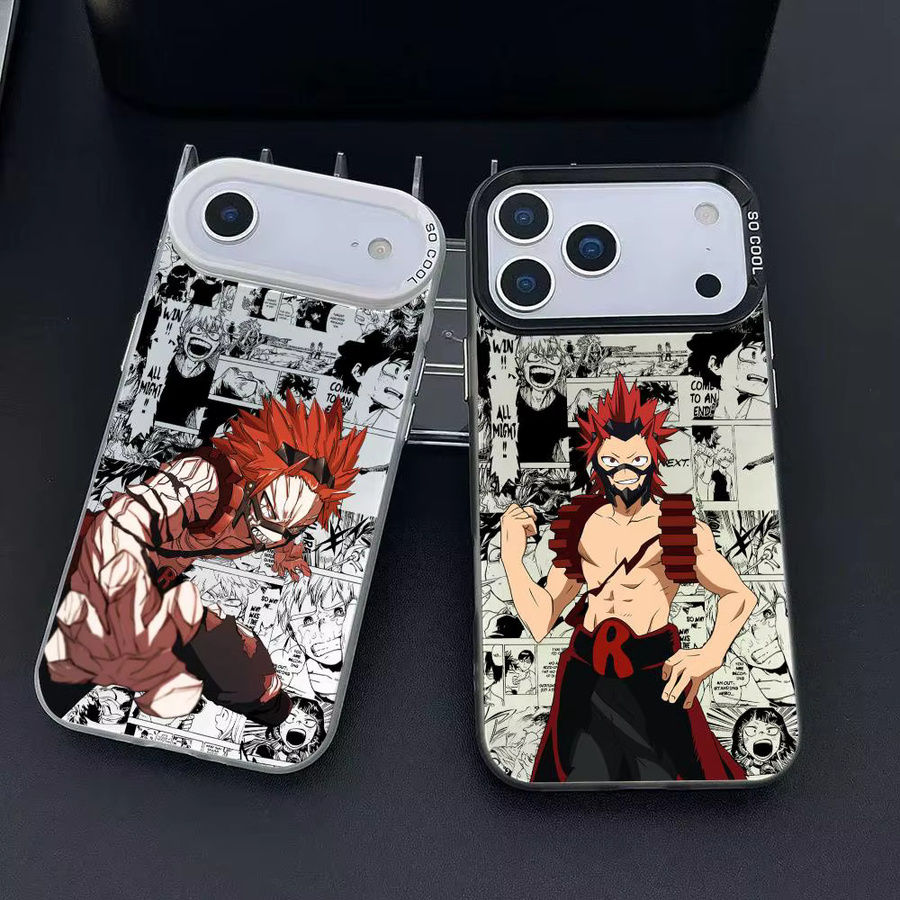 Anime Eijiro Kirishima Handyhülle für iPhone 17 16 15 14 13 12 11 Pro Max Air, mehrfarbig, mattes Laser Metallic Aurora Design - Bild 2