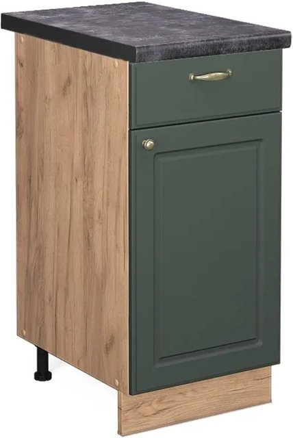 Vicco Küchenunterschrank Fame-Line in Grün-Gold und Anthrazit im Landhausstil mit Soft-Close-Türen, B/T/H: 40 x 60 x 82 cm - Bild 1