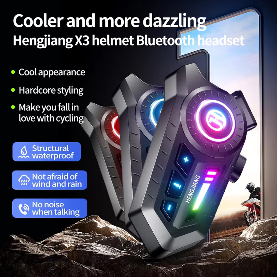 kebidumei Motorrad Bluetooth 6.0 Helm Headset mit Umgebungslicht in Schwarz - Bild 3