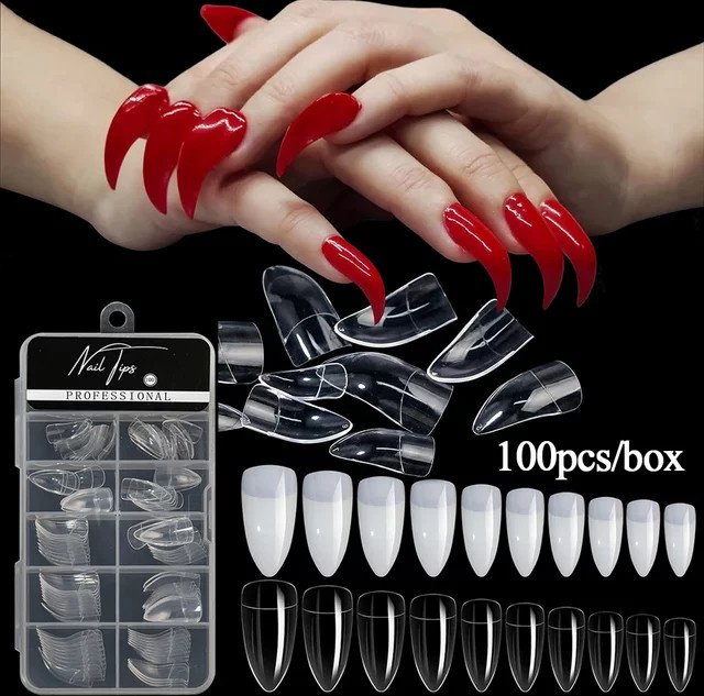 naildazzling Nagelspitzen gebogen, weiß/klar, 100 Stück - Bild 1