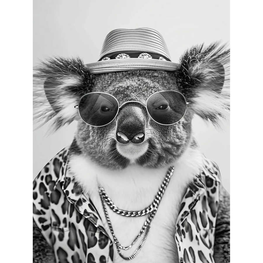 Art Universe Glasbild Cool Koala in Grau, Breite: 60 cm, Höhe: 80 cm - Bild 2