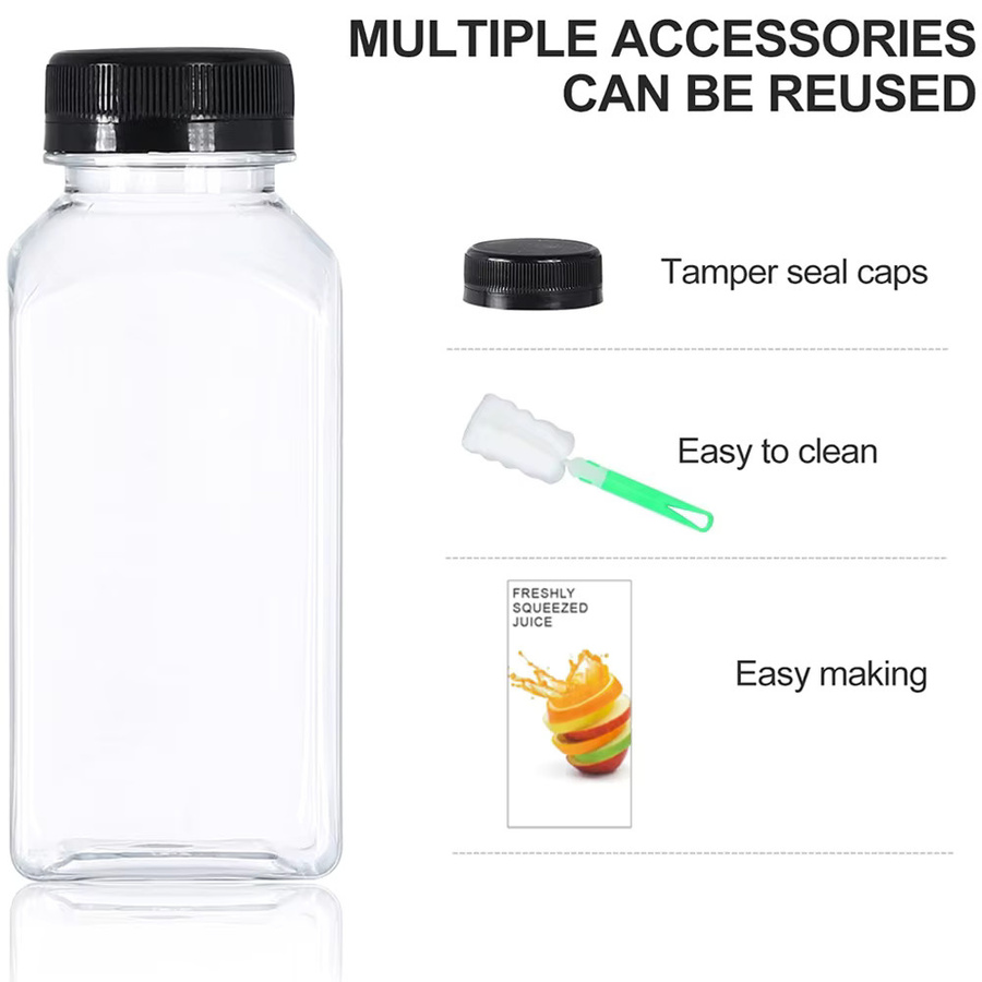 EliteHMX Transparente PET-Kunststoffflaschen mit auslaufsicheren Schraubverschlüssen, 236,59 ml, Lebensmittelqualität - Bild 2