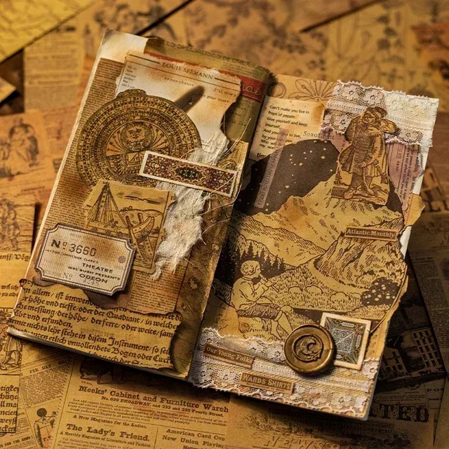 100 Stück Retro Handbuch Papier in Braun und Beige für handgeschriebene Notizen, Vergilbtes Design in 6 Stilen - Bild 1