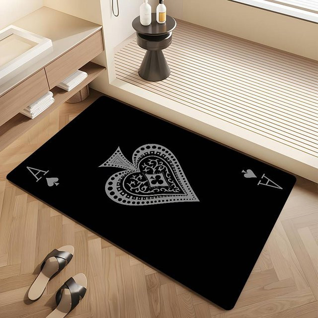 Ace Of Spade Badezimmermatte mit Streifenmuster, rutschfest und wasserabsorbierend, Schwarz, B/T: 60 x 40 cm - Bild 1