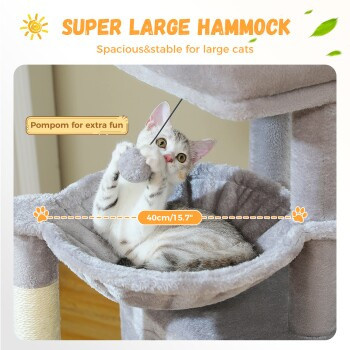Pawz Road Kratzbaum für Katzen in Grau mit Höhle und integriertem Spielzeug, Höhe: 104 cm - Bild 3