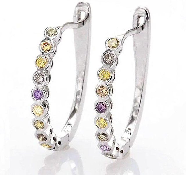 YIRAN Jewelry Creolen, U-förmig, bunte Zirkonia, Damen, weiß - Bild 1