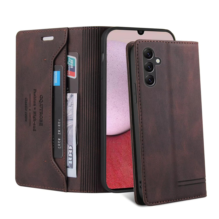 Braune Ledertasche als Anti-Diebstahl RFID Flip Cover für Samsung Galaxy A-Serie (A14, A34, A54, A13, A33, A53, A55, A17, A07, A36, A06, A26, A16, A56, A52, A32, A12) - Bild 2
