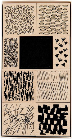 Rico Design XL Stempel-Set Texturen in Schwarz, Beige und Multicolour