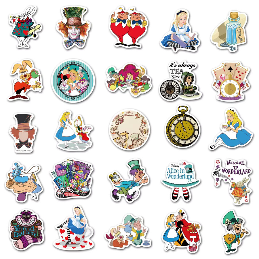 Disney Alice im Wunderland Aufkleber, Cartoon-Sticker, multicolor - Bild 3